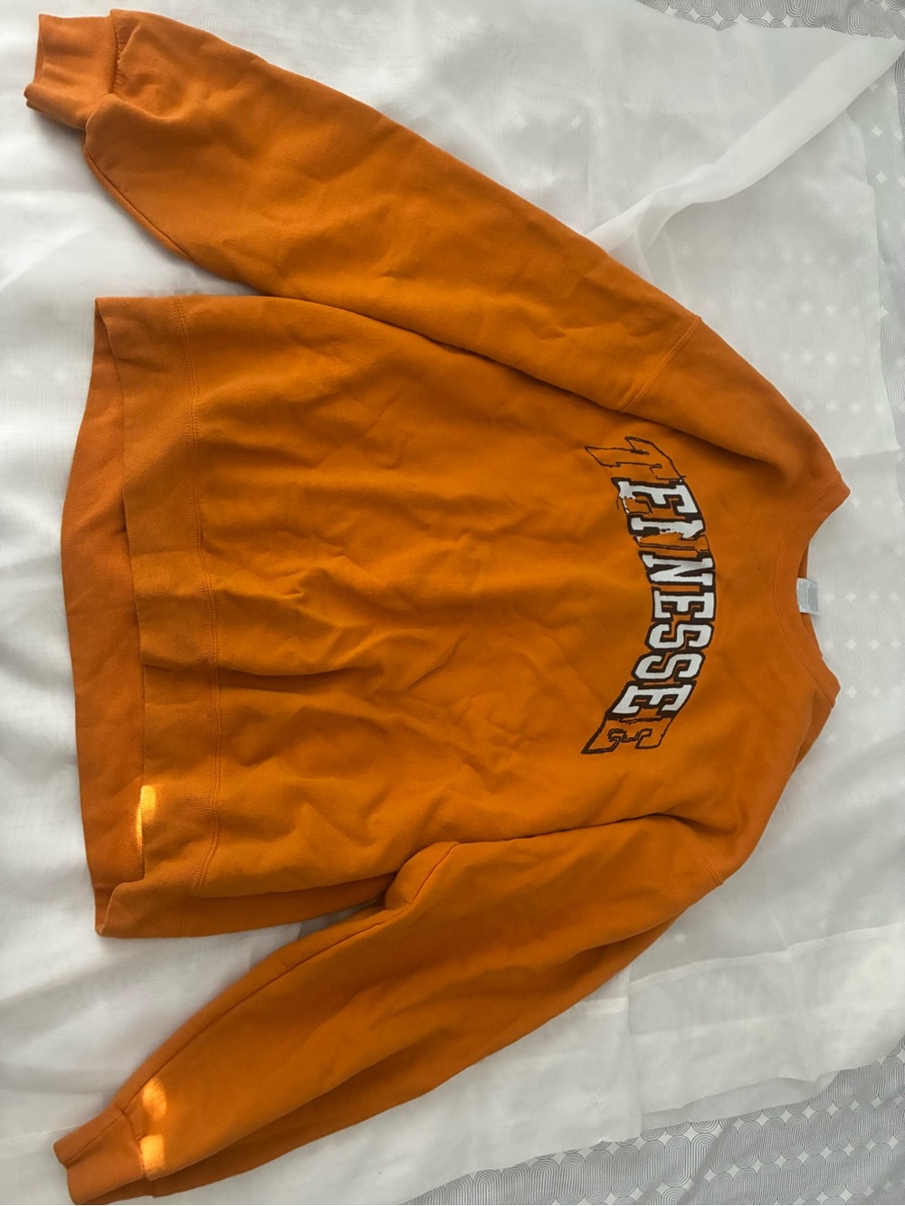 Jerzees Orange Crewneck Sweatshirt with Tennessee Arch Graphic